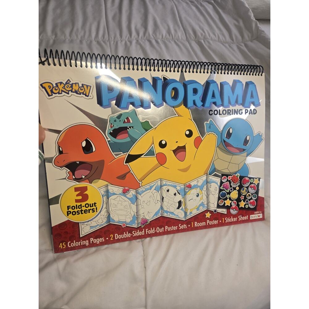 New Nintendo Pokémon Giant Coloring Activity Pad 3 FoldOut Poster Stickers Gift
